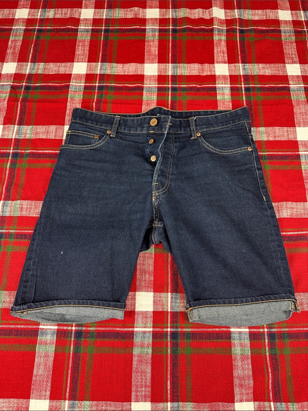Men's Dark Blue Denim Shorts